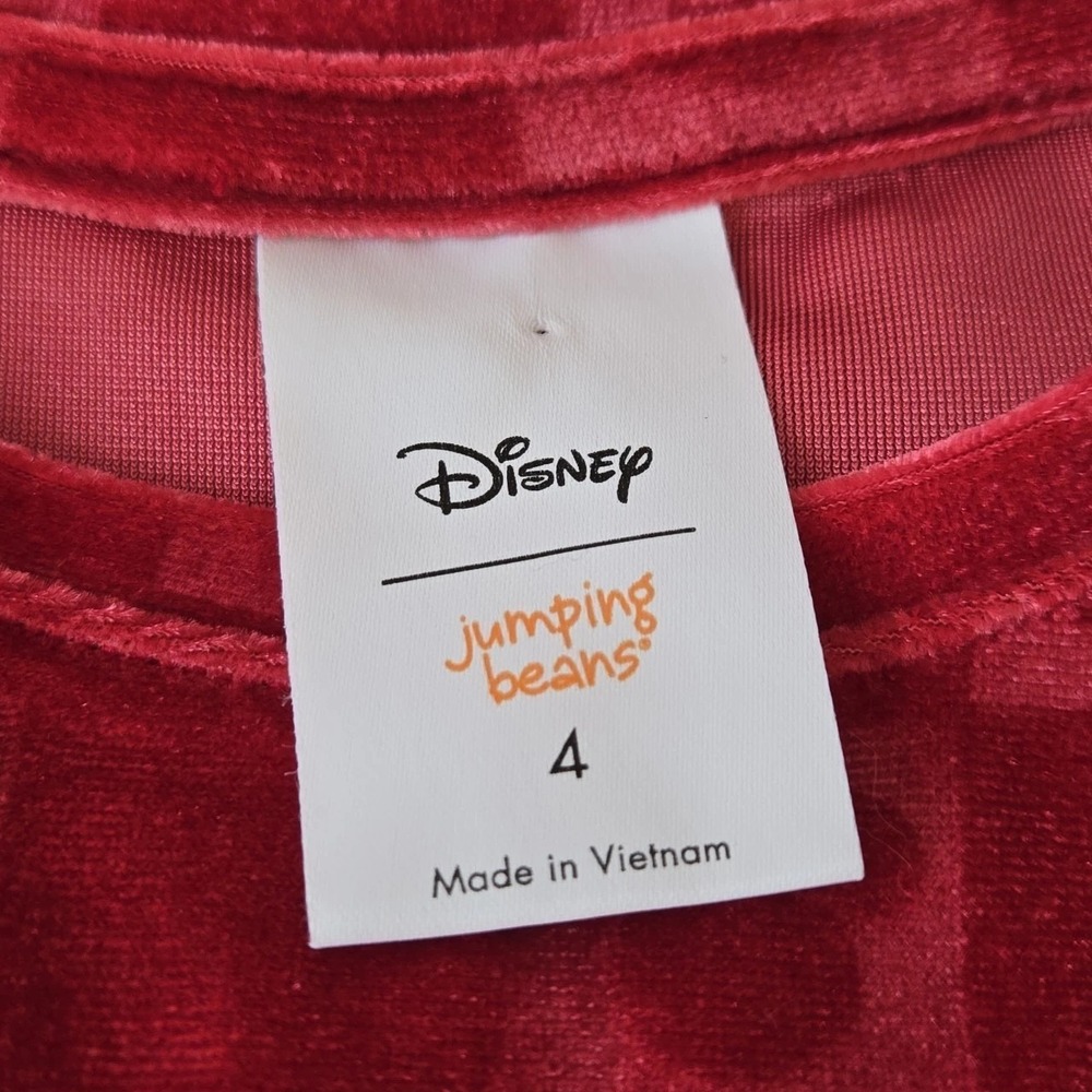 Disney Jumping Beans Mickey Minnie Velour Red Tutu Dress Girl's Size 4 Christmas - Picture 4 of 6